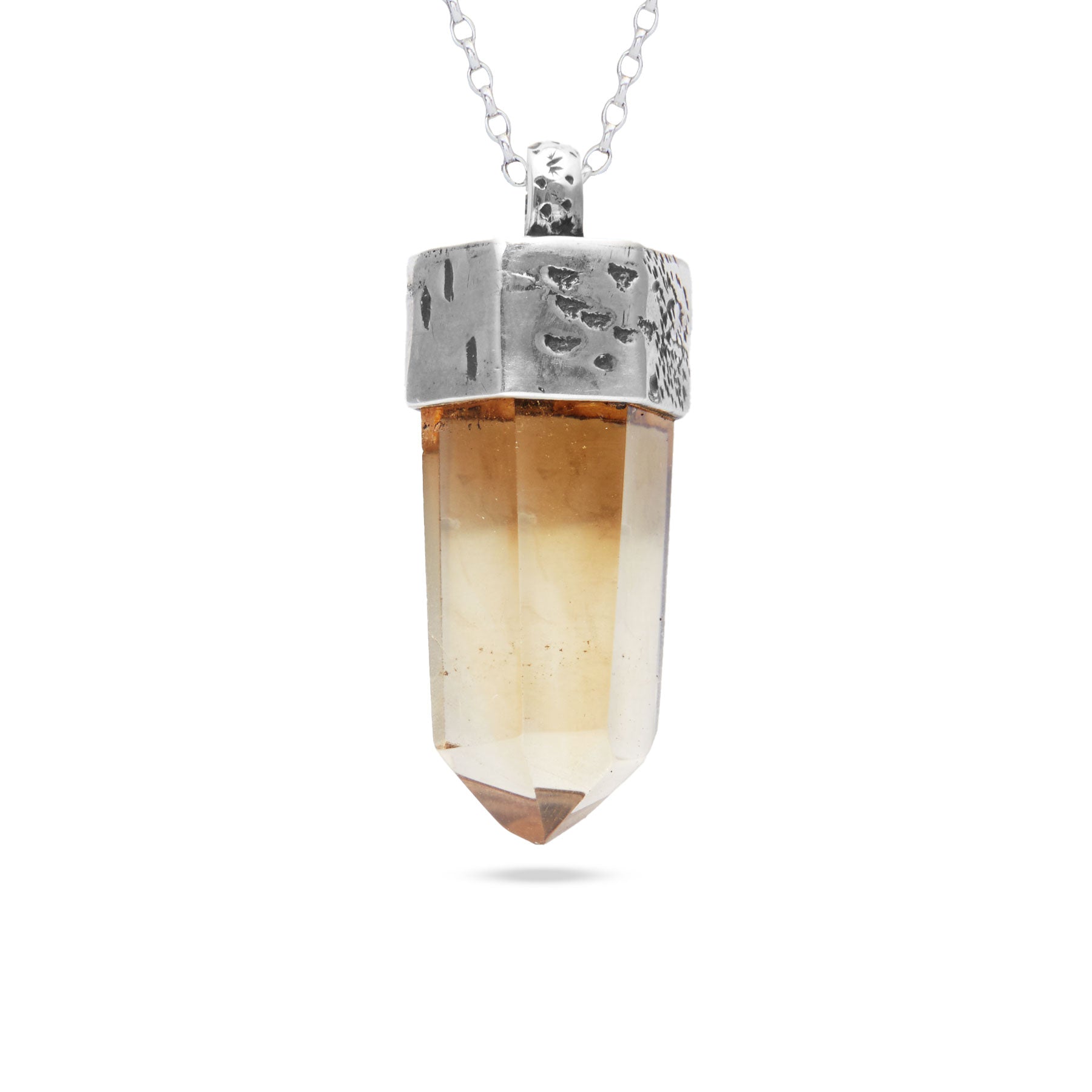 Citrine pencil cap set fixed hook Necklace