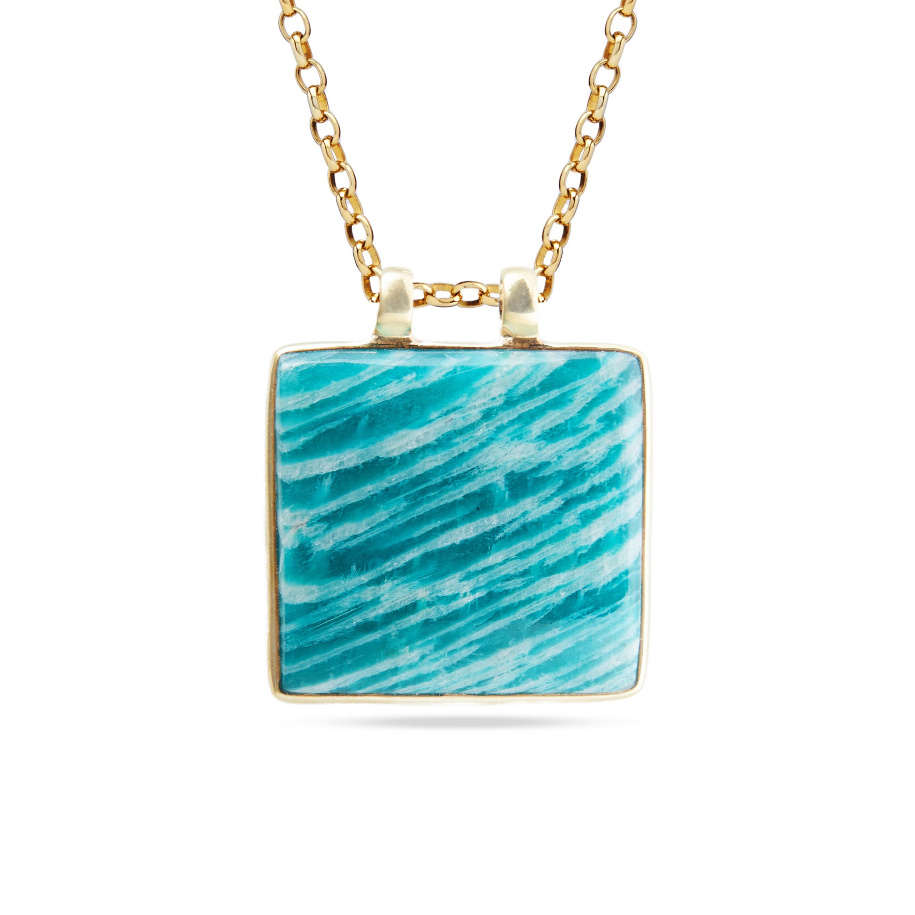 Amazonite cabochon rectangle double fixed hook Necklace