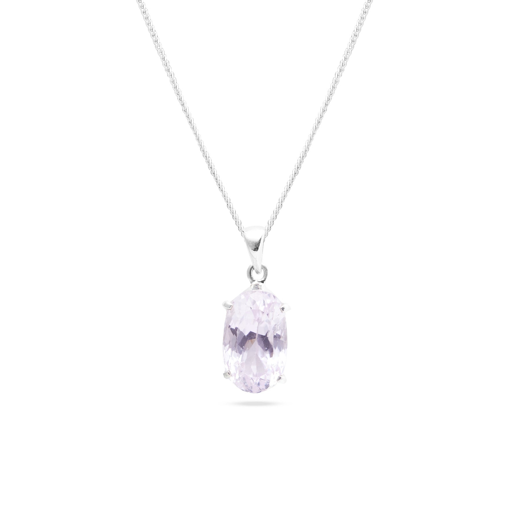 Kunzite faceted oval claw Necklace