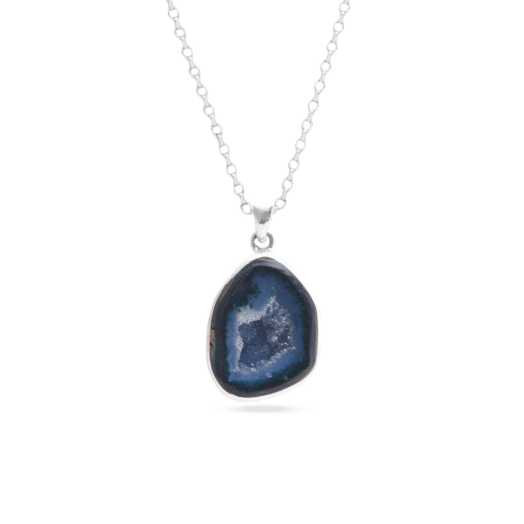 Agate Geode rough freeform bezel set Necklace