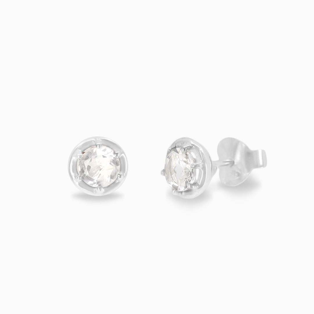 Clear Quartz Stud Earrings