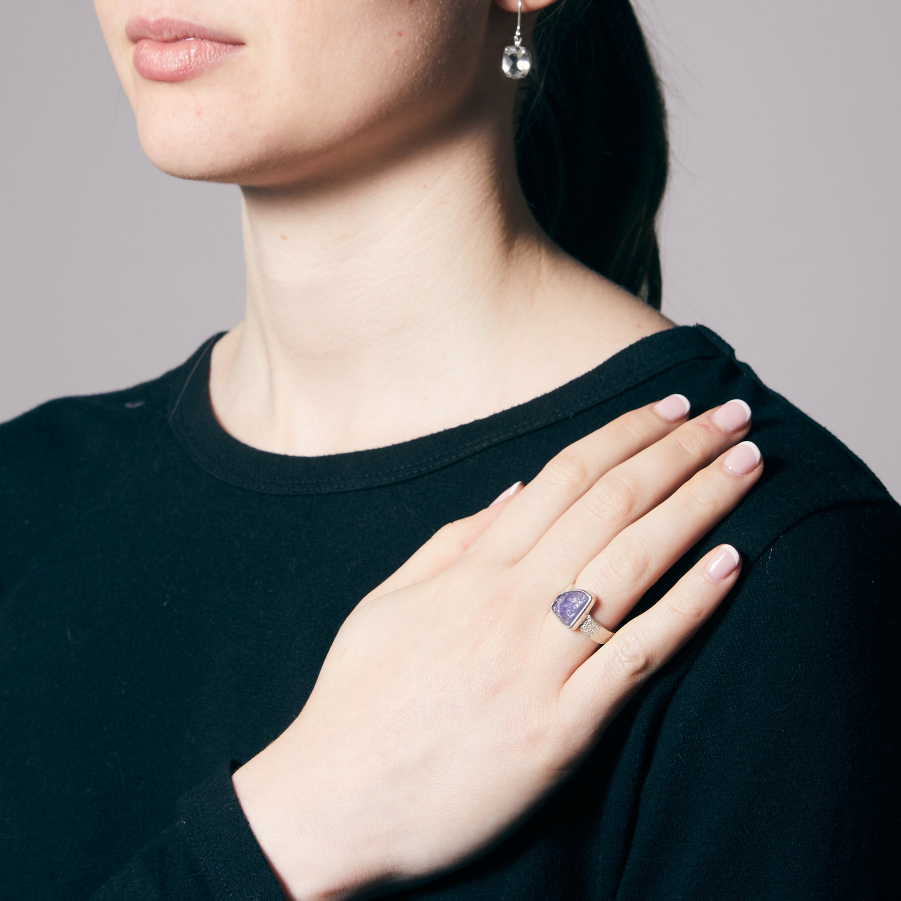 Tanzanite rough freeform bezel Ring