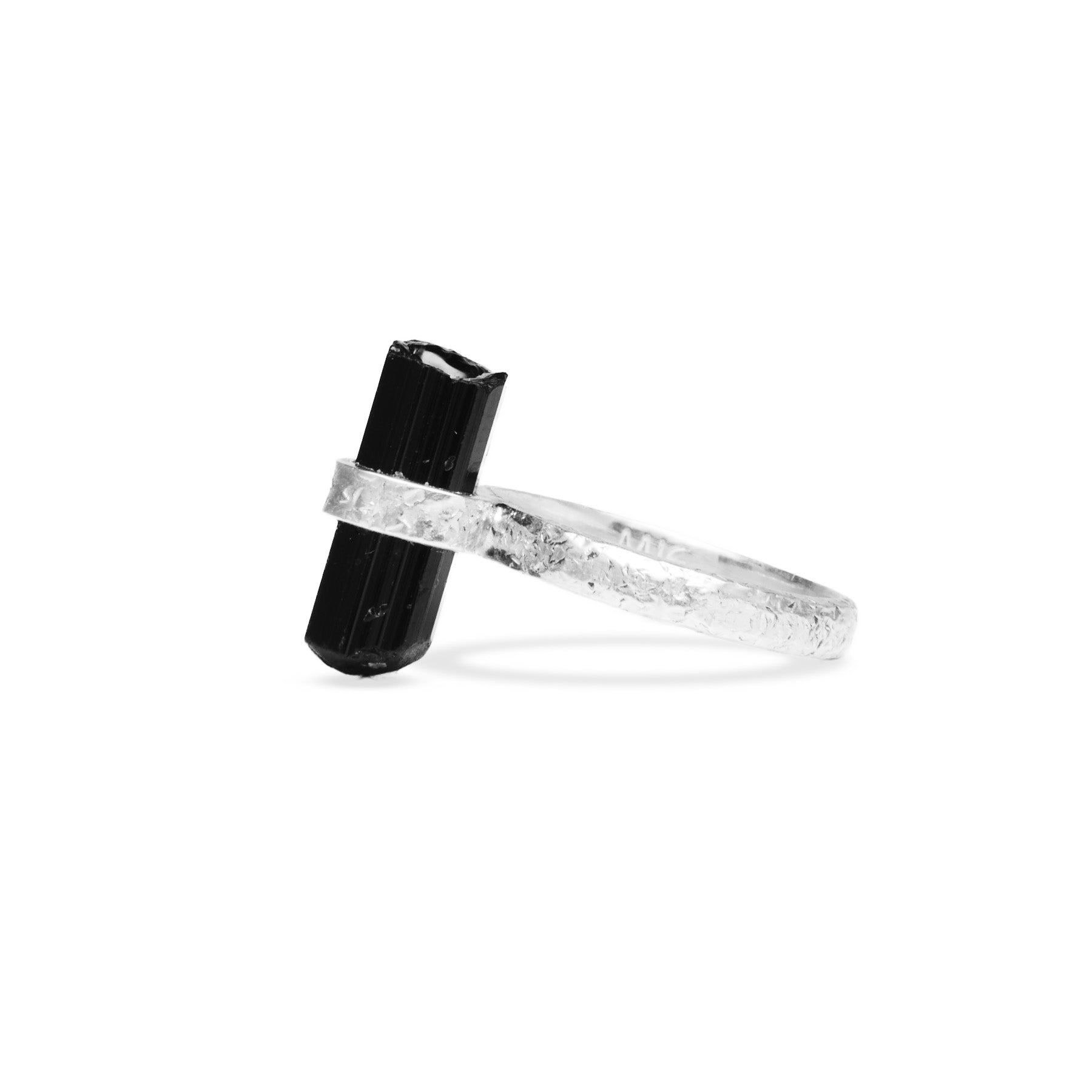 Black Tourmaline rough pencil belt Ring