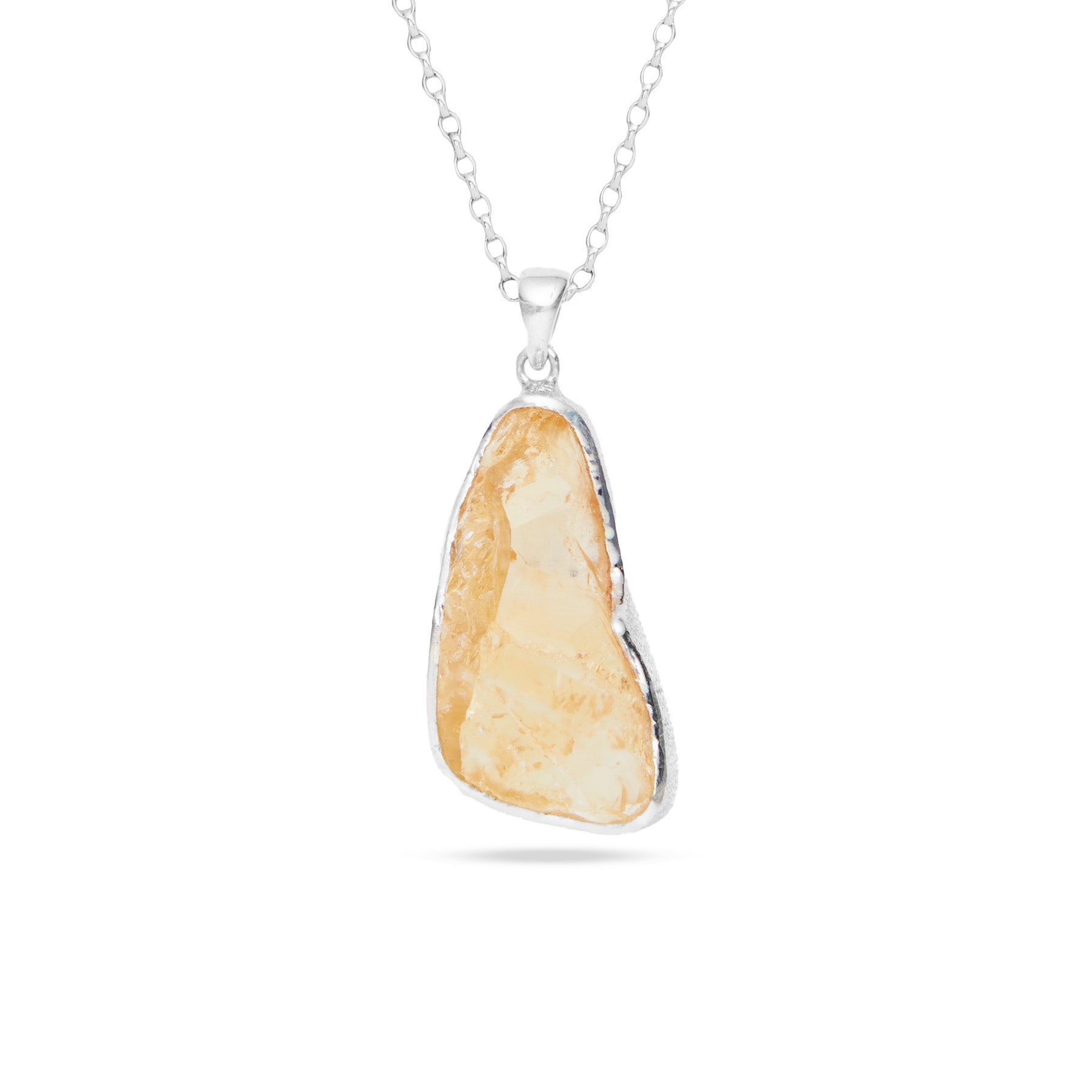 Citrine rough freeform bezel Necklace