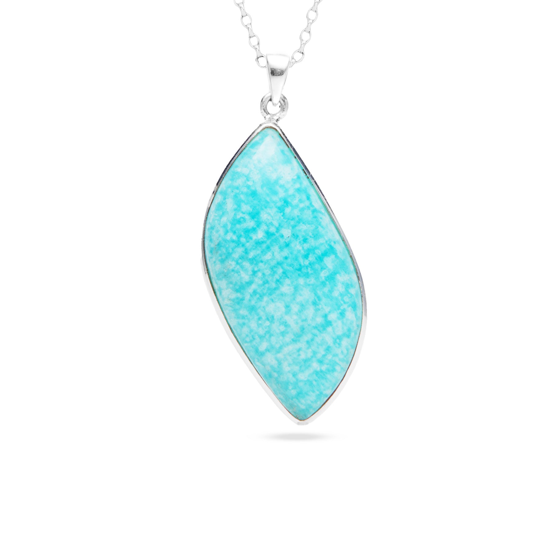 Amazonite skew marquise cabochon bezel set Necklace