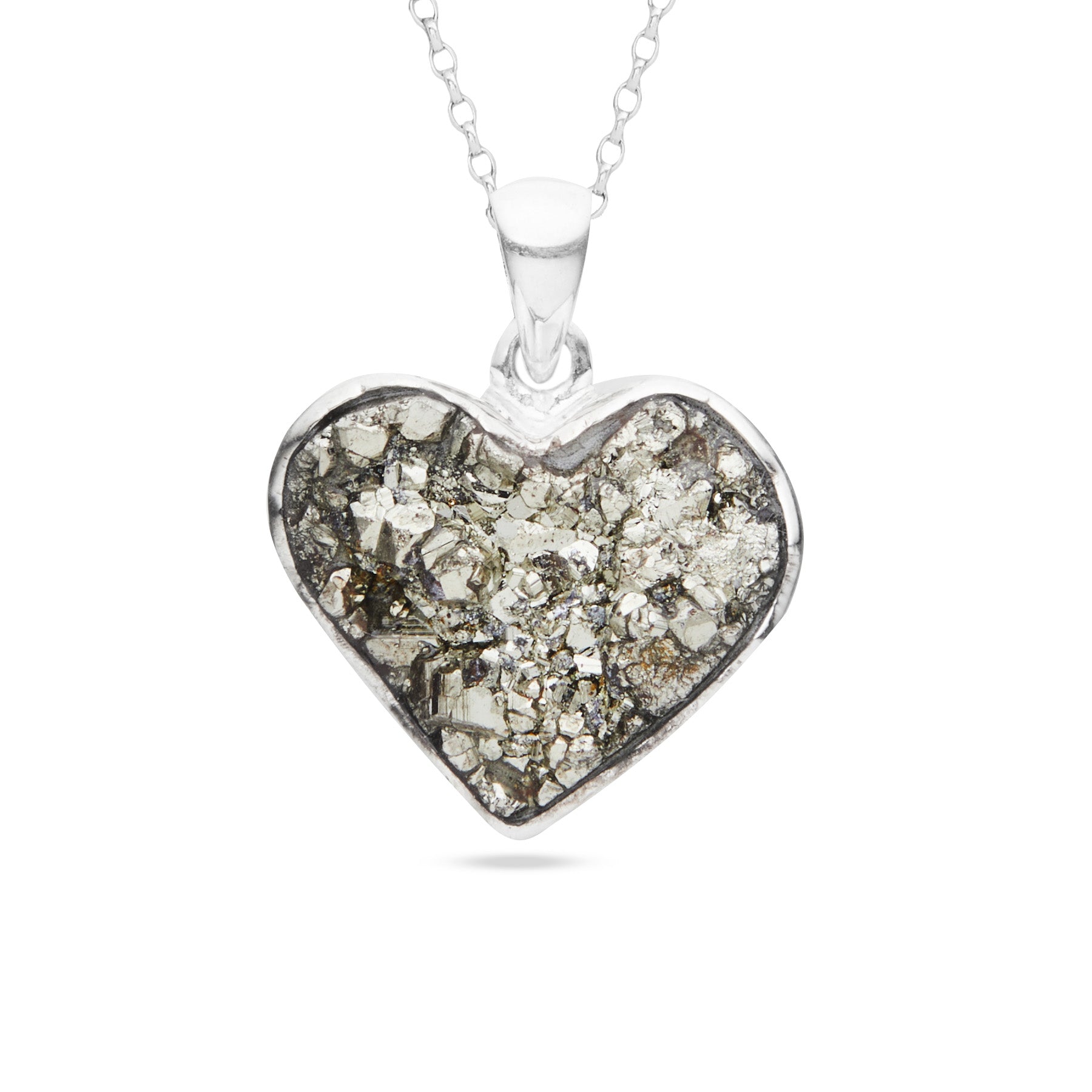 Heart-shaped pendant with a textured surface on a white background