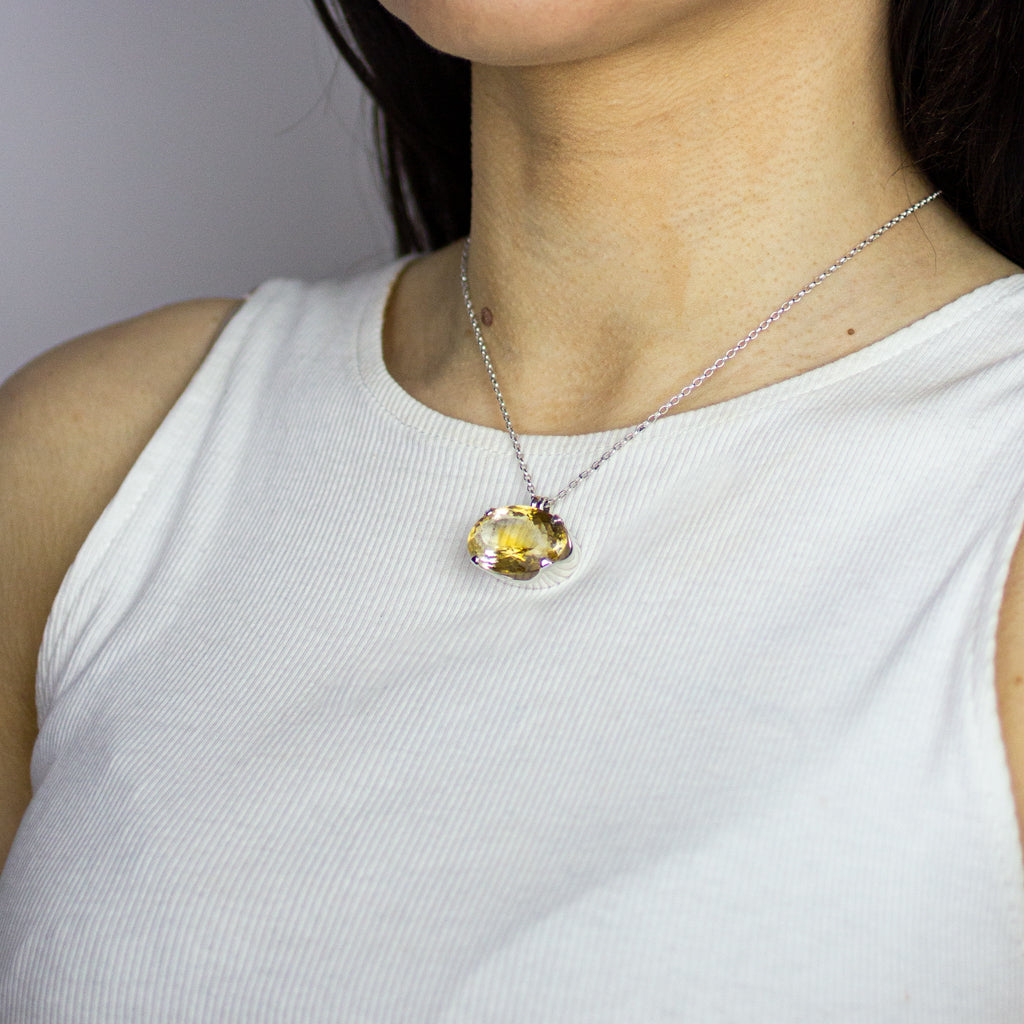 SILVER CITRINE NECKLACE