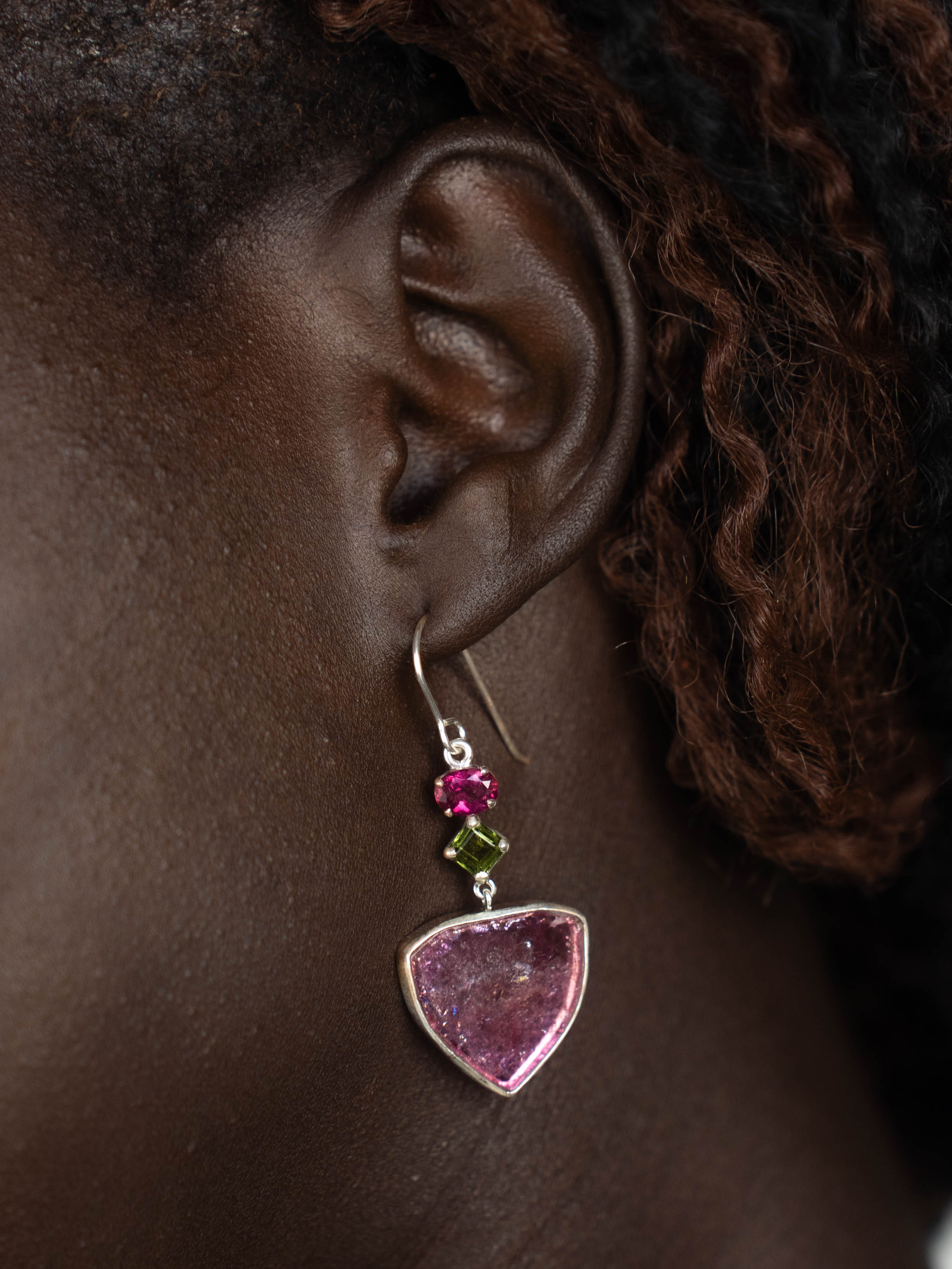 Pink tourmaline earrings