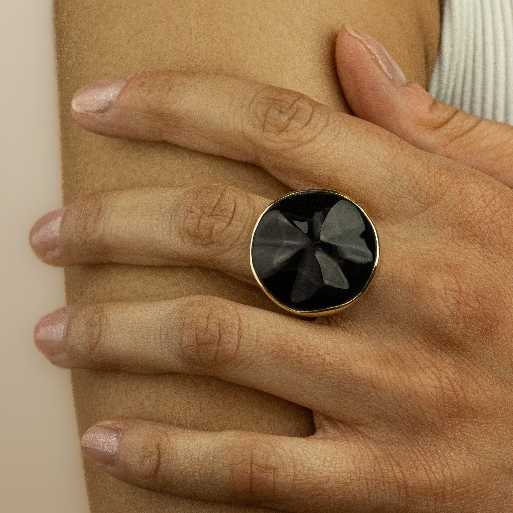 Rainbow Star Obsidian Ring
