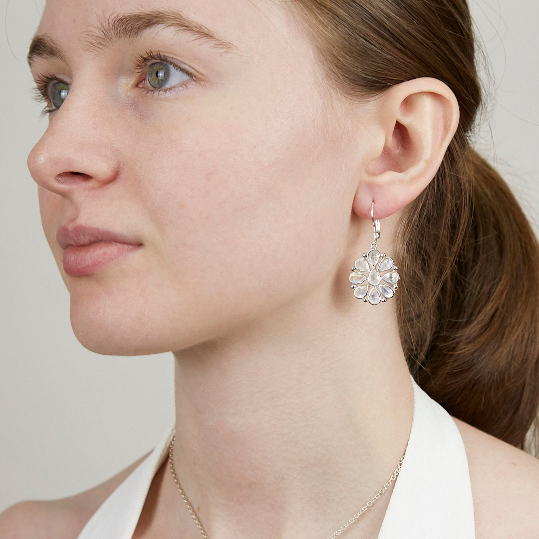 Rainbow Moonstone Drop Earrings