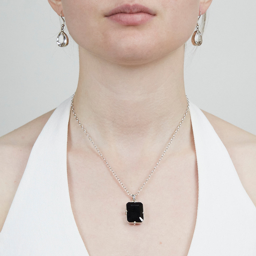 Black Onyx Druzy Necklace