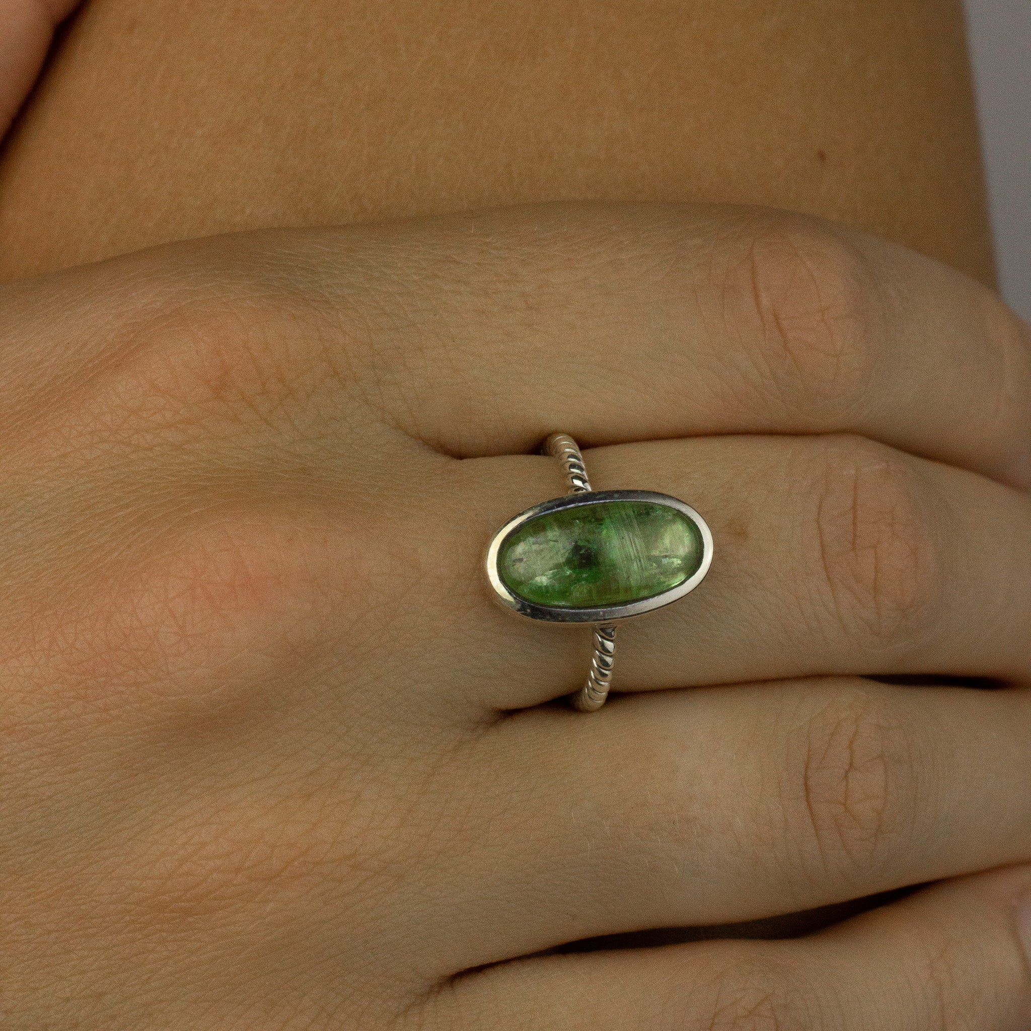 green kyanite ring