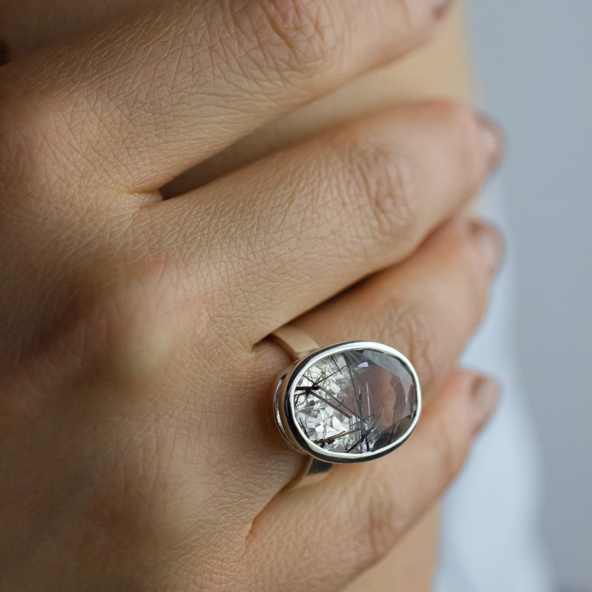 tourmalinated quartz ring