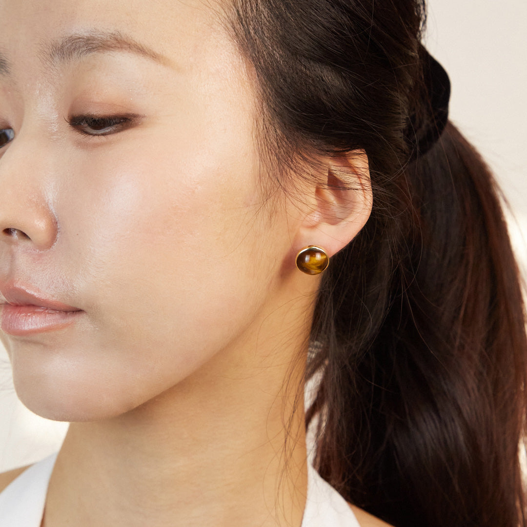 Tiger Eye Stud Earrings