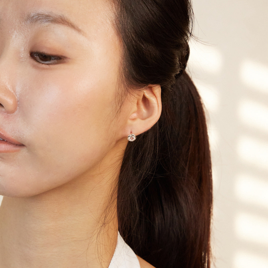 Clear Quartz Stud Earrings