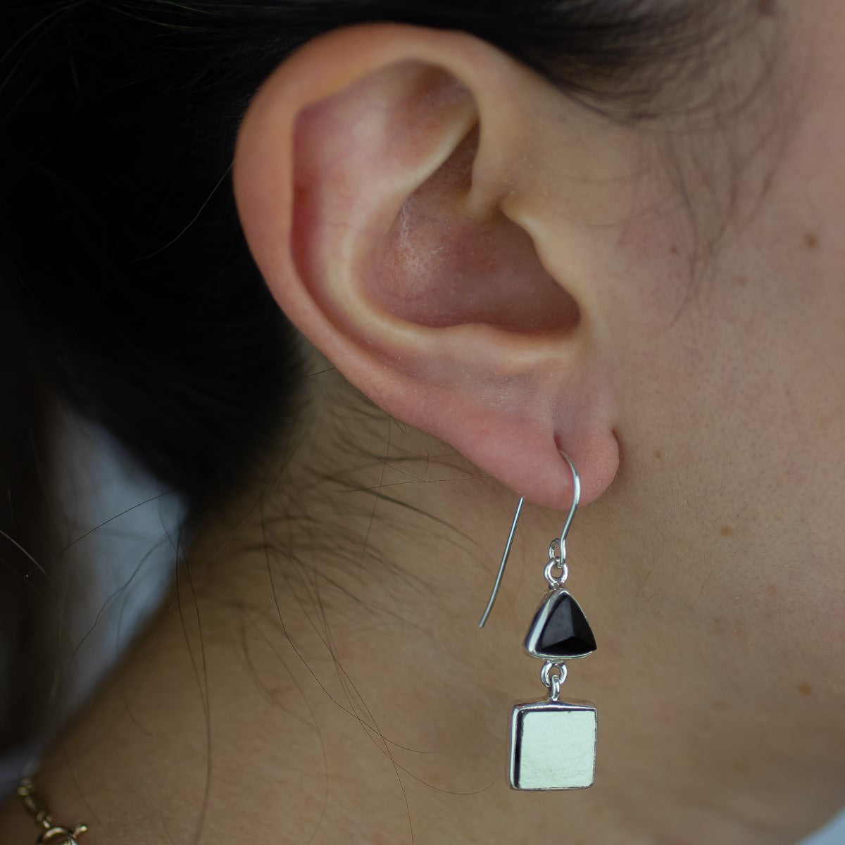 tourmaline and pyrite earrings