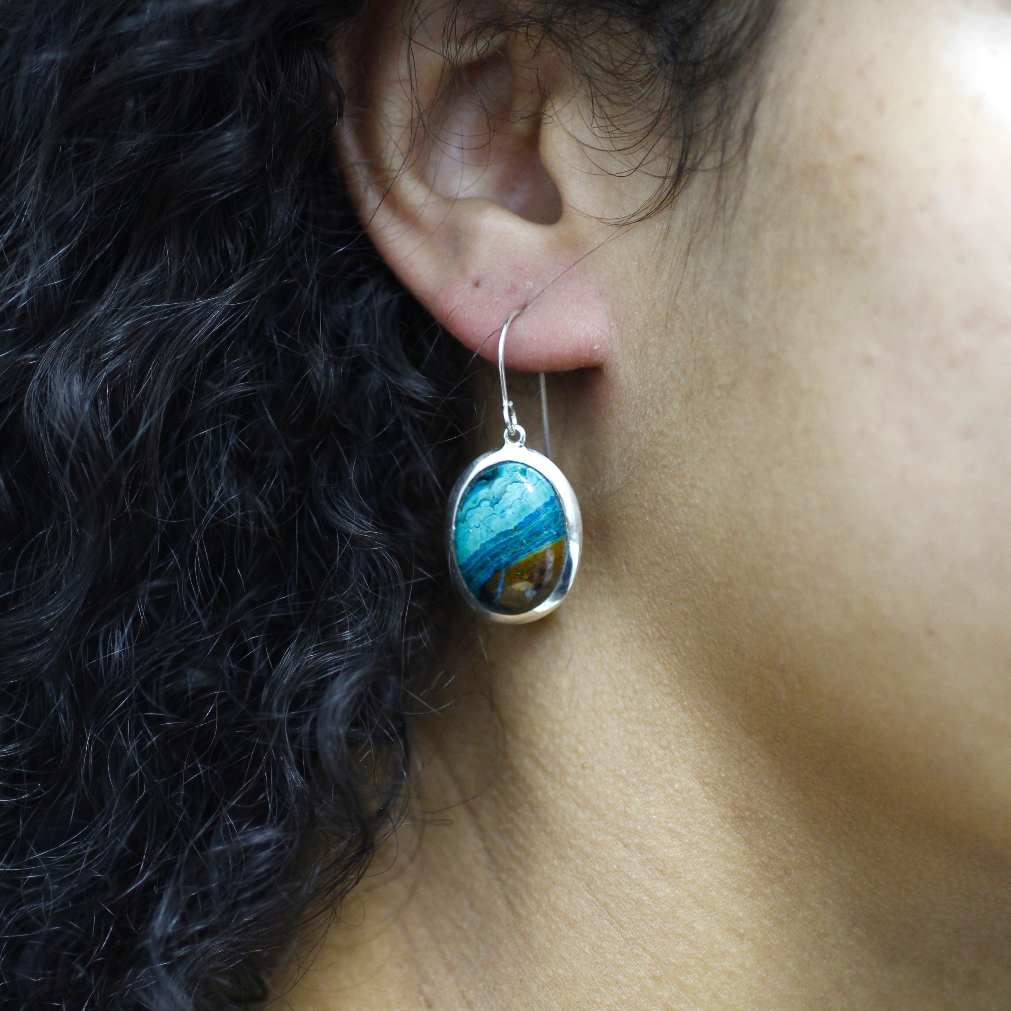 Chrysocolla Malachite Drop Earrings