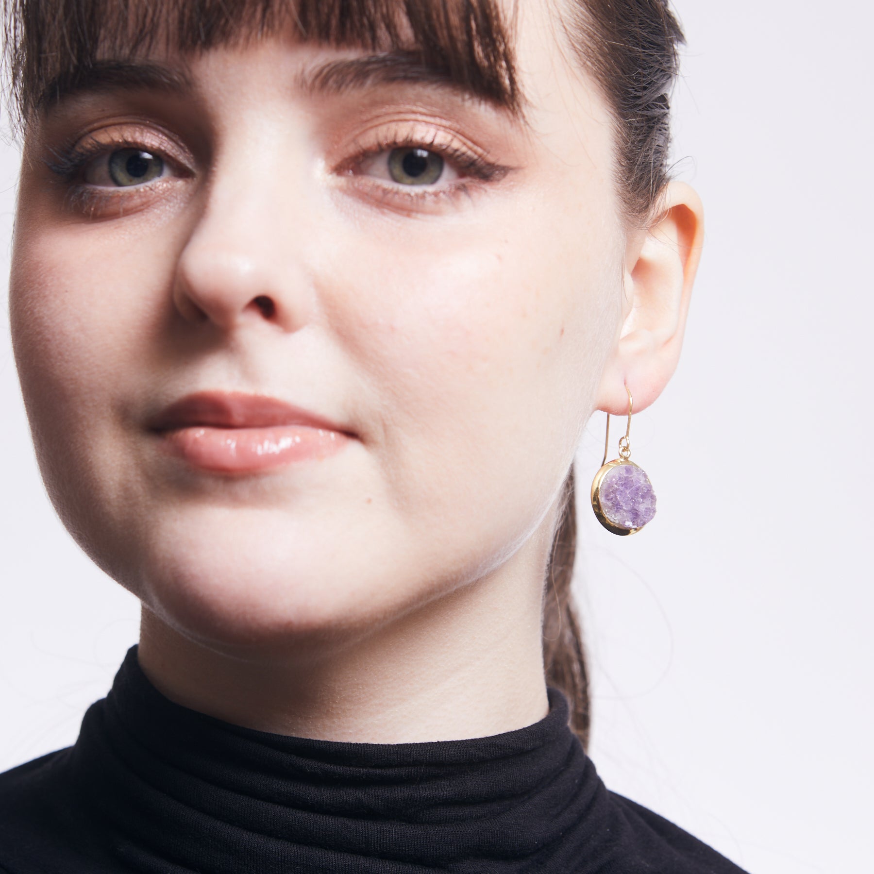 Amethyst Druzy Drop Earrings
