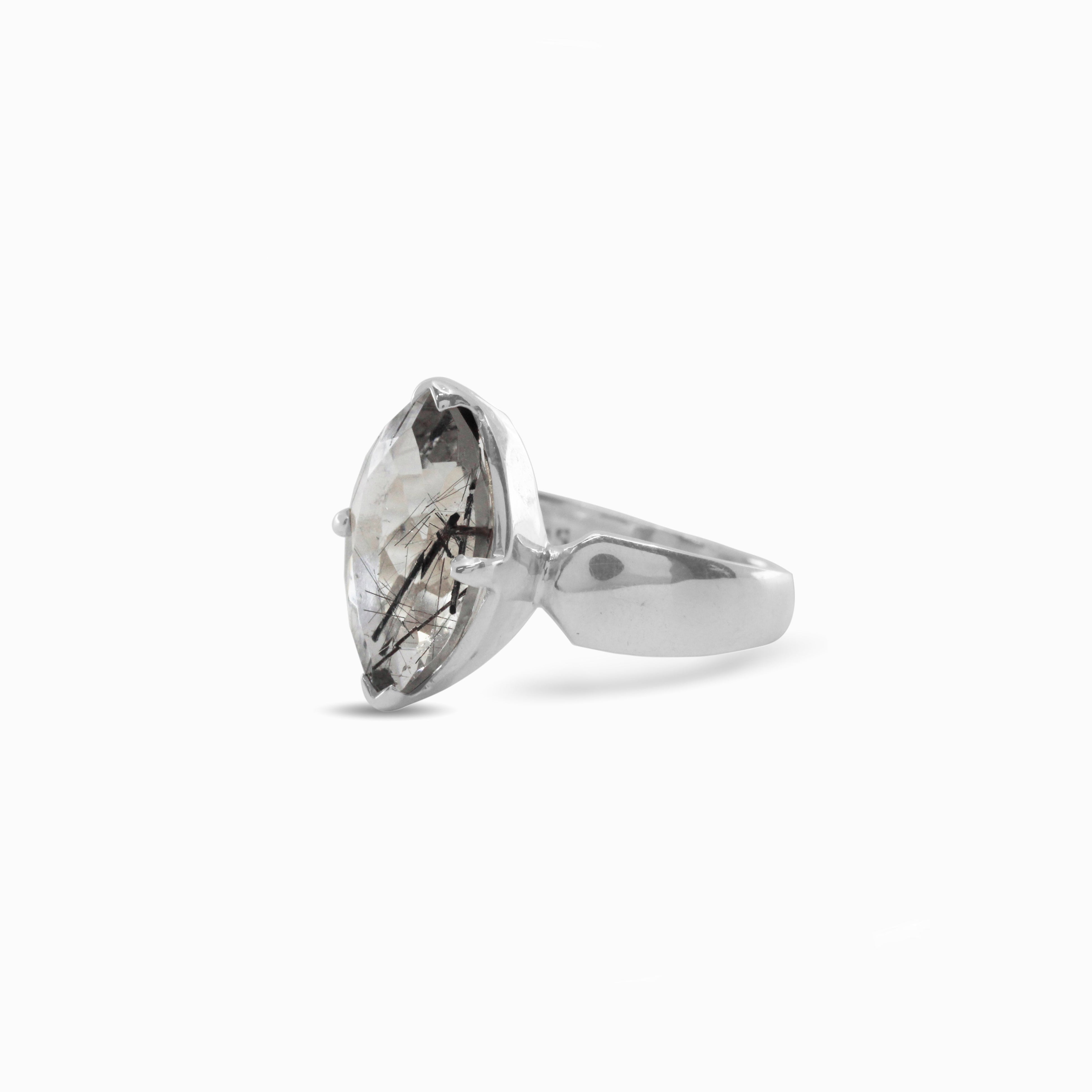 Tourmalinated Quartz Ring