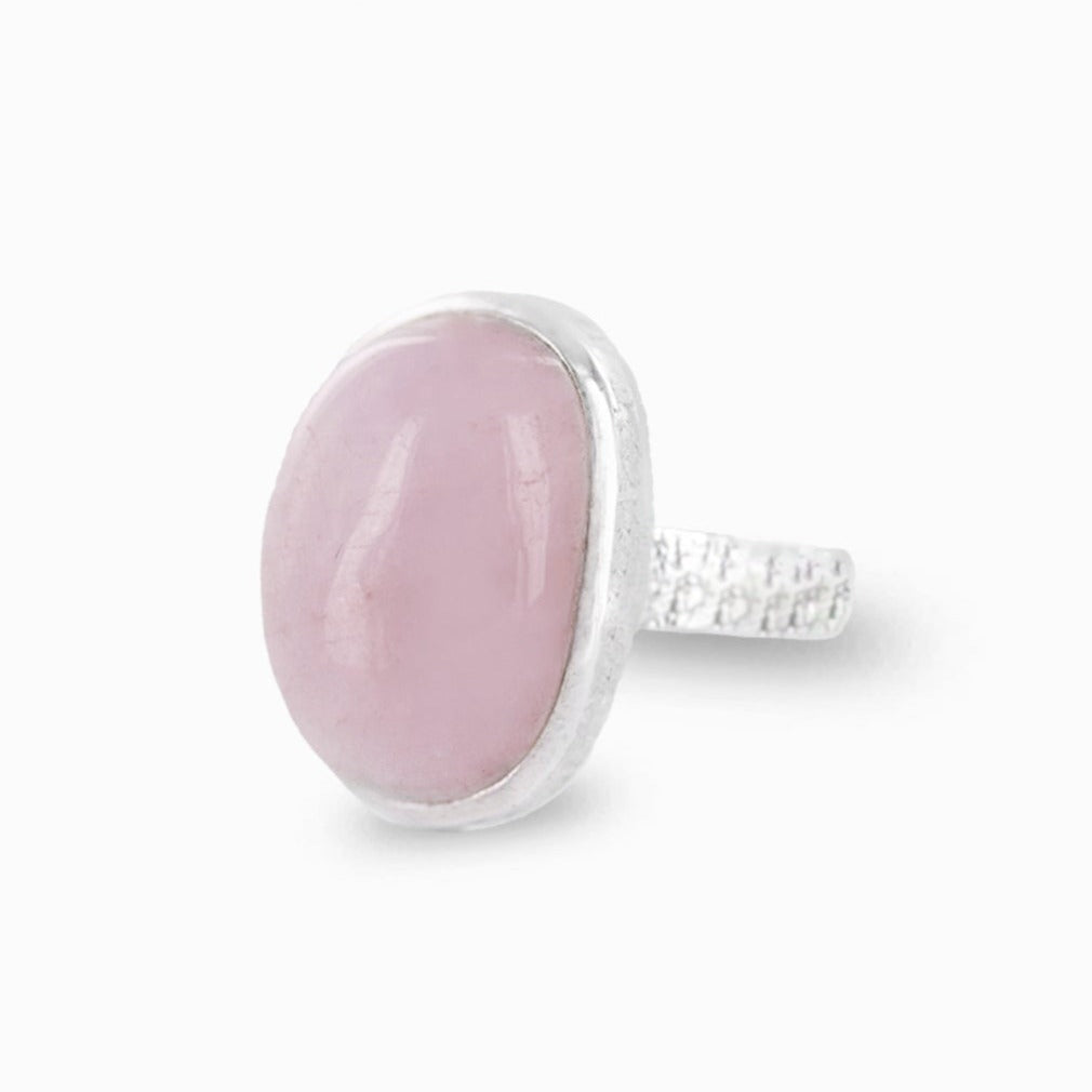 kunzite pink ring cab bezel