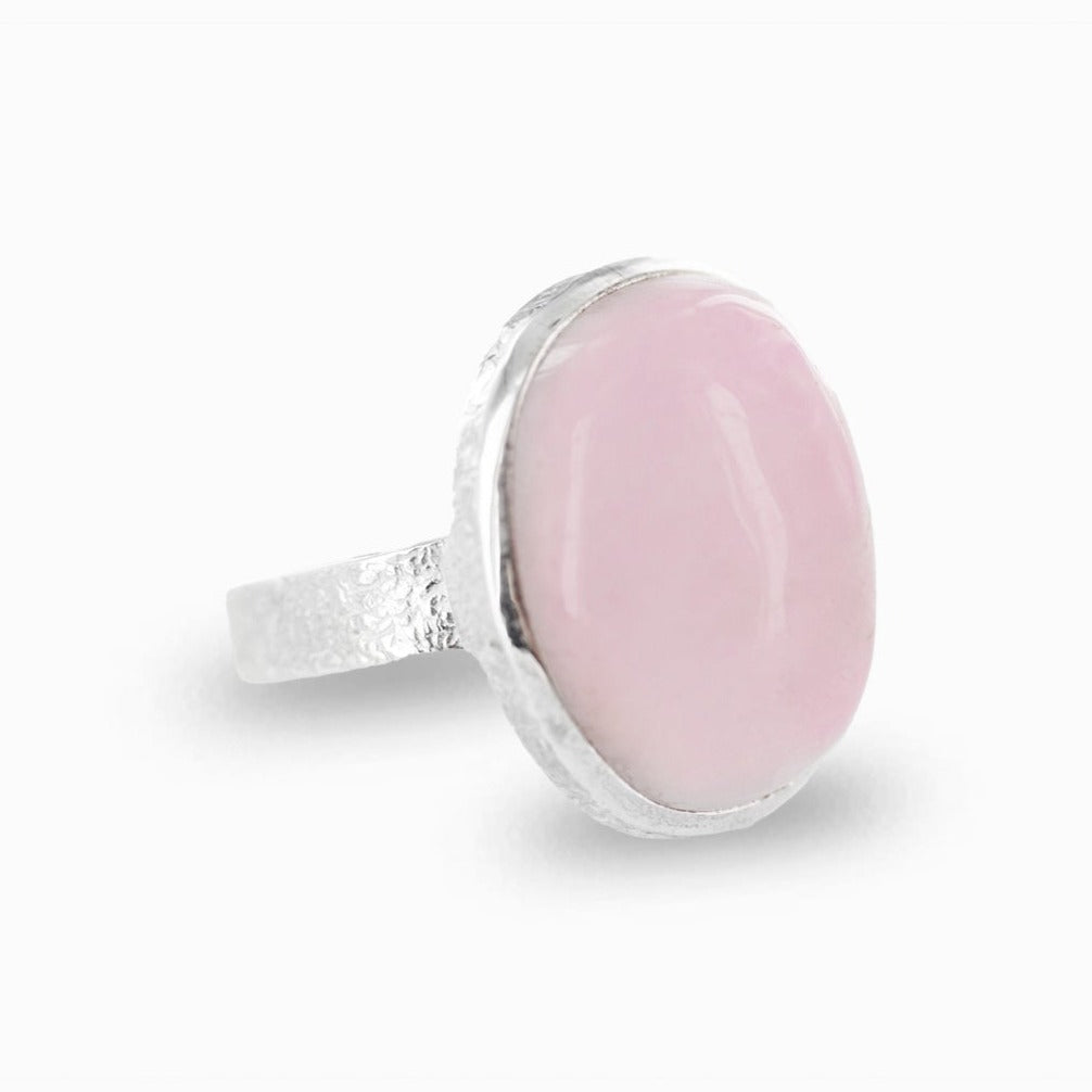 kunzite pink ring cab bezel