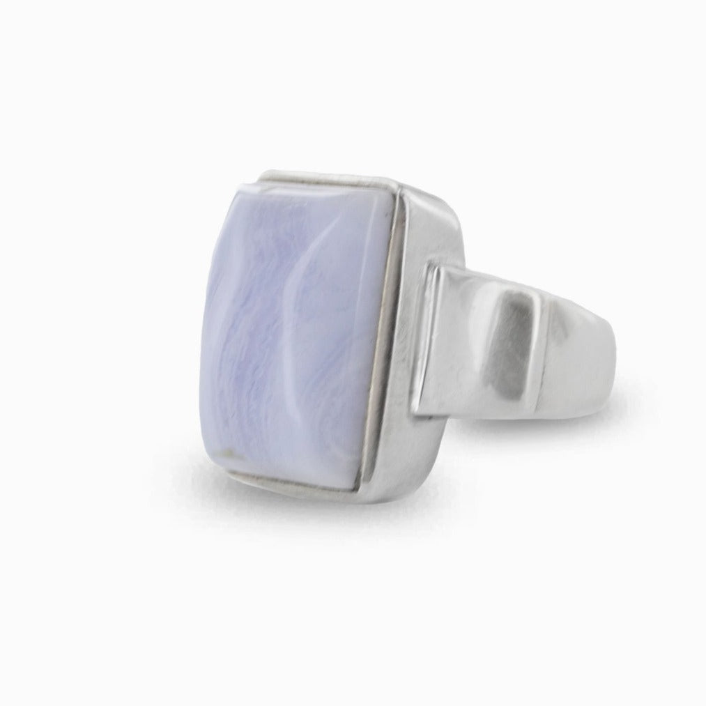 blue lace agate ring rec cab