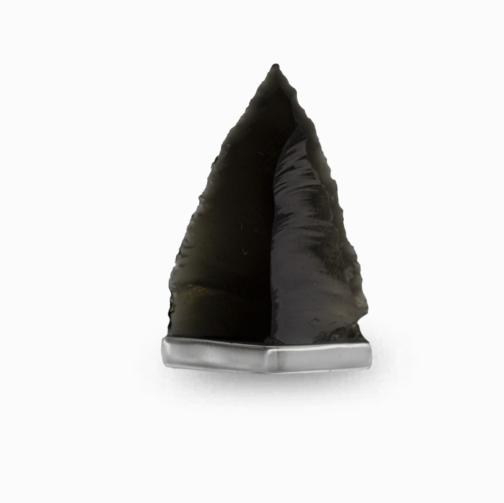 apache tear obsidian point ring rough natural black