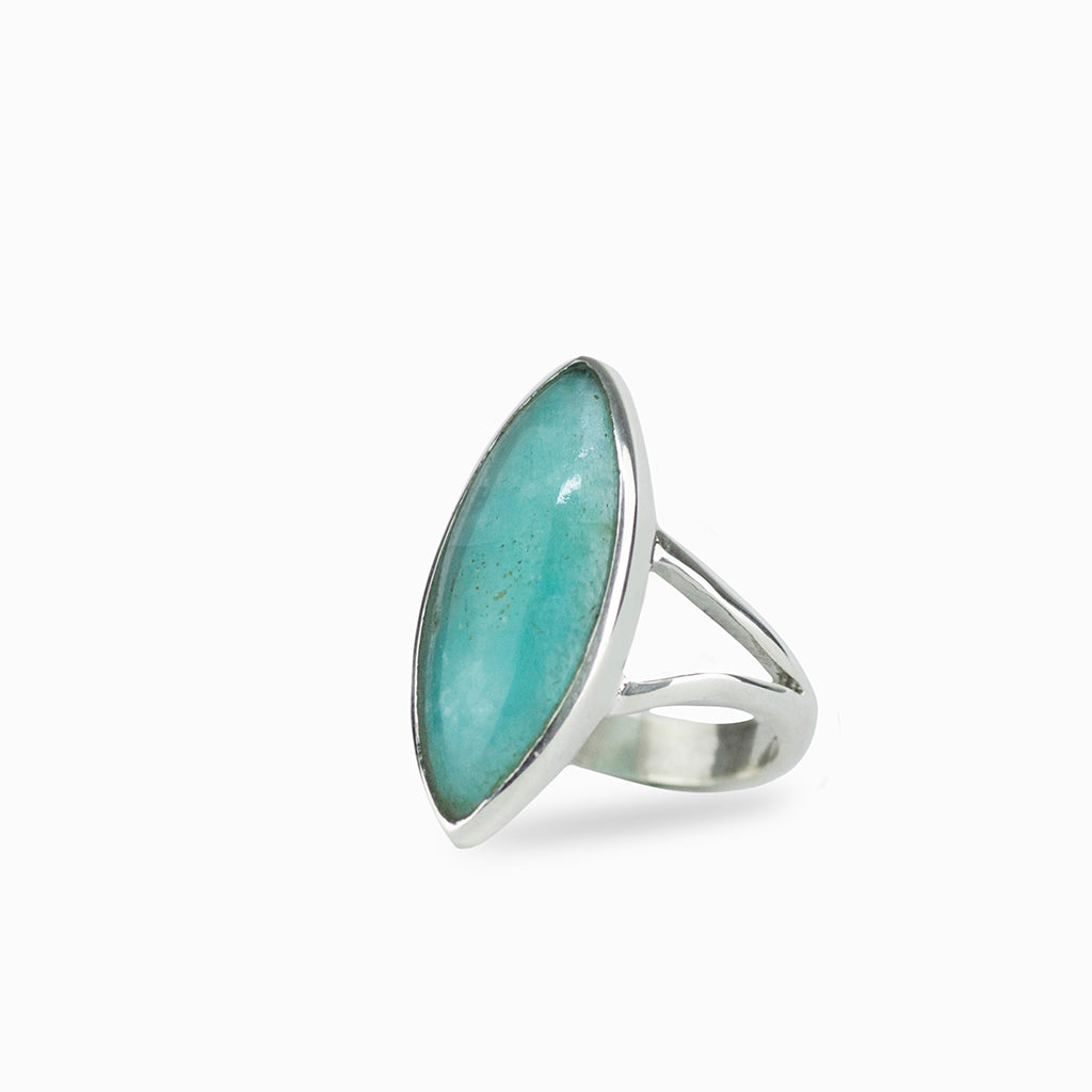 Amazonite marquis cabochon ring