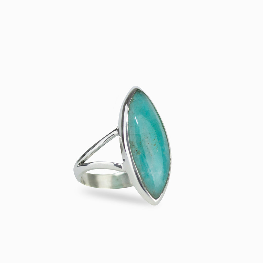 Amazonite marquis cabochon ring