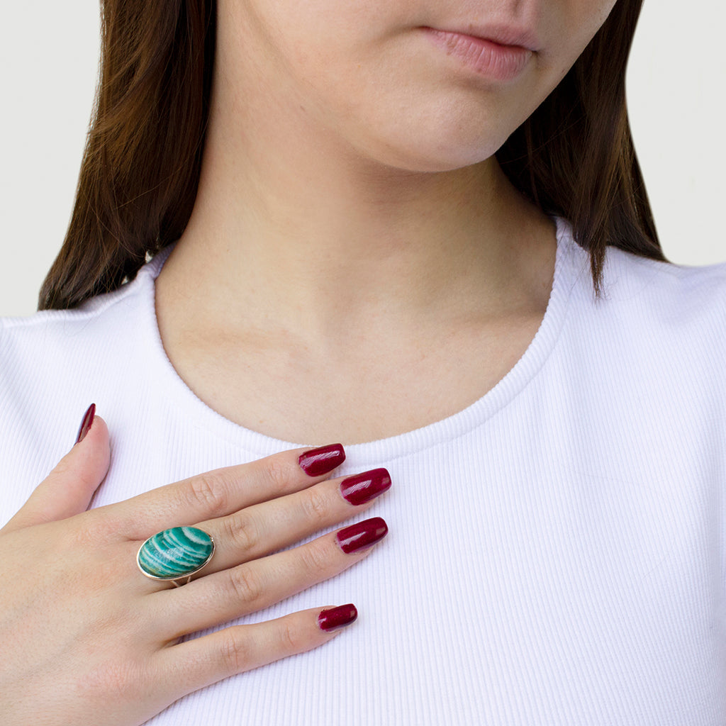Amazonite Oval cabochon ring