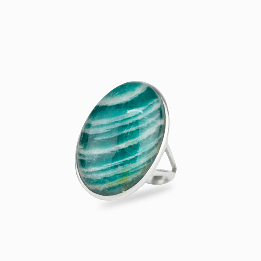 Amazonite Oval cabochon ring