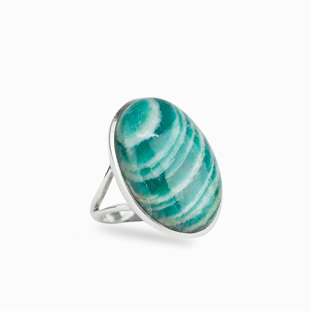 Amazonite Oval cabochon ring