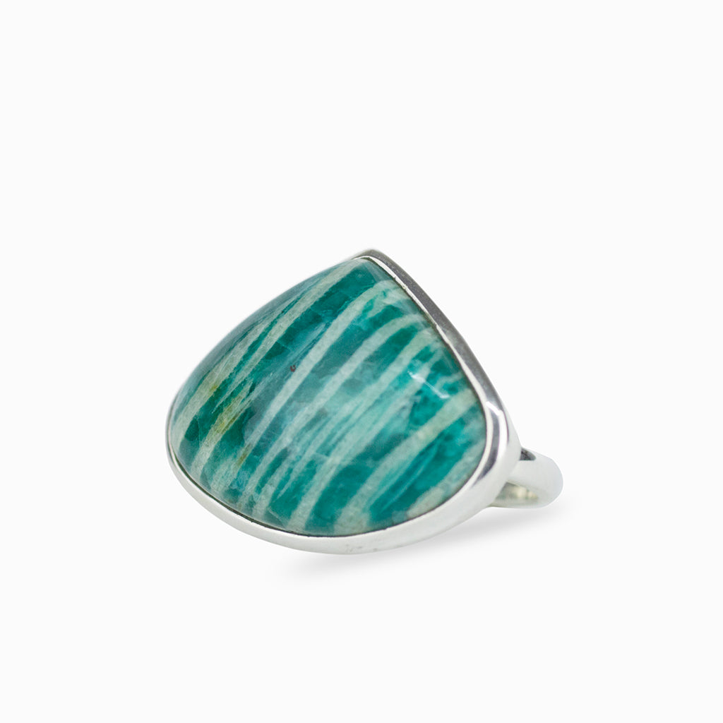 Amazonite Tear Shaped Cabochon ring