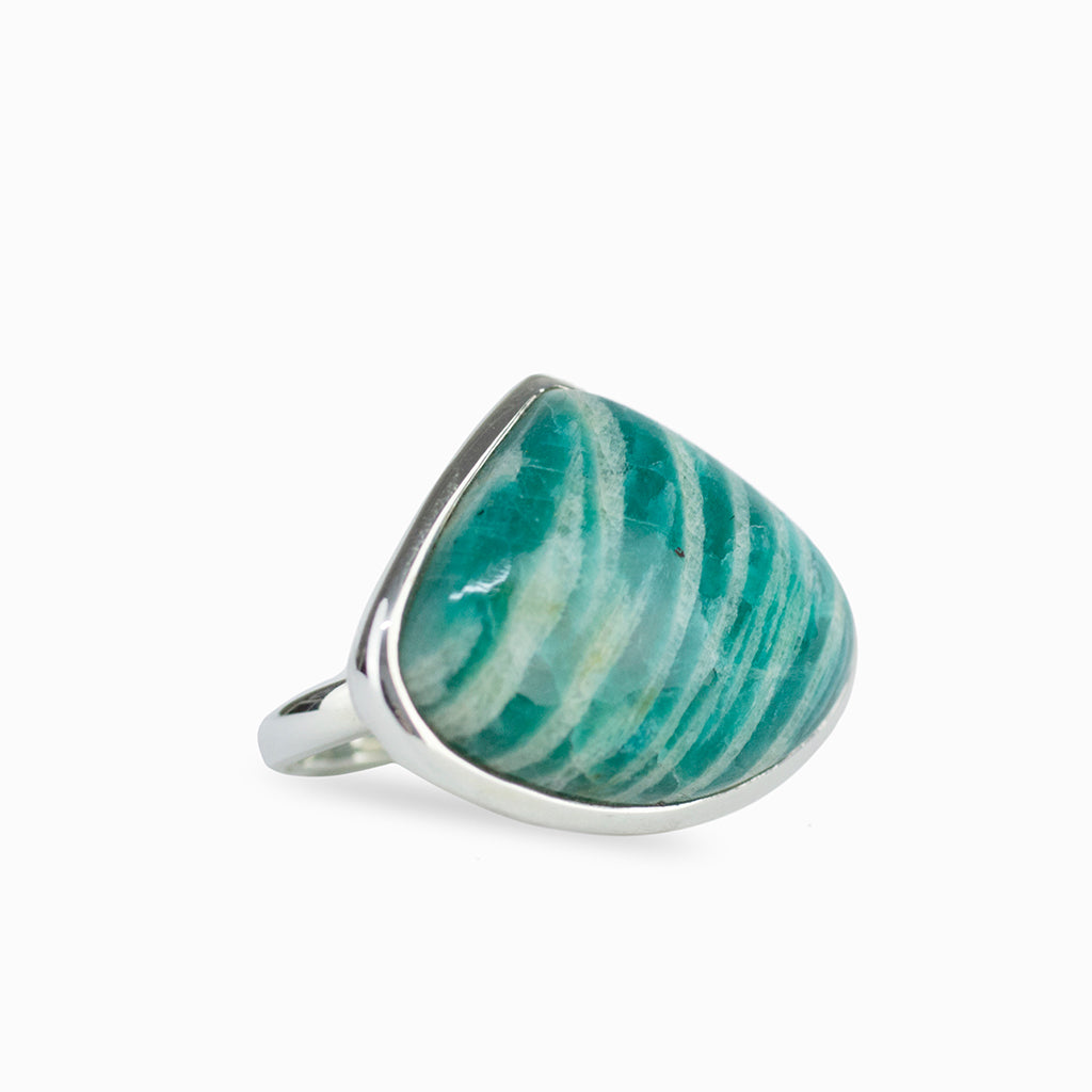 Amazonite Tear Shaped Cabochon ring