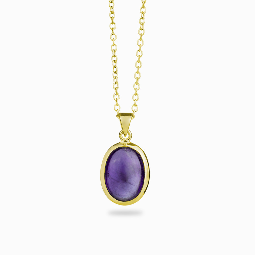 Oval cabochon necklace in yellow gold vermeil