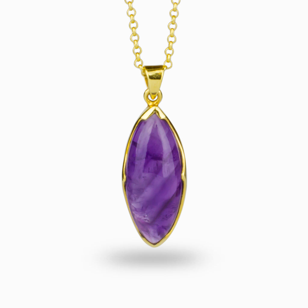 Amethyst necklace in yellow gold vermeil 