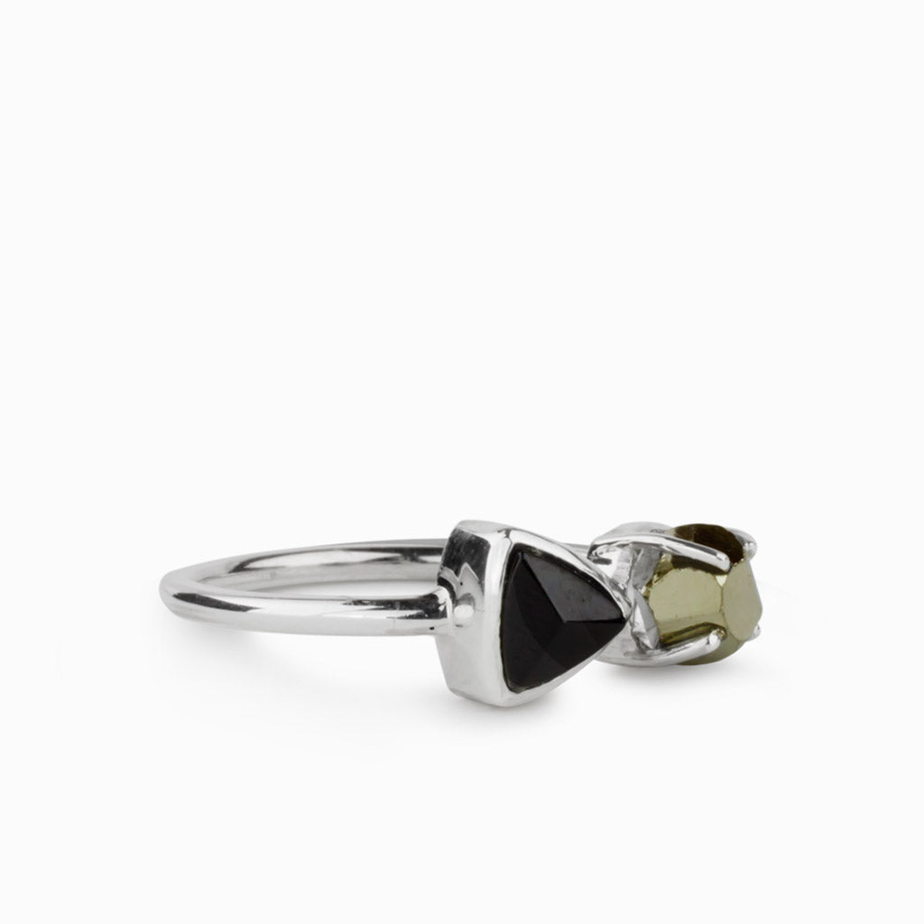 Black Tourmaline & Pyrite Ring