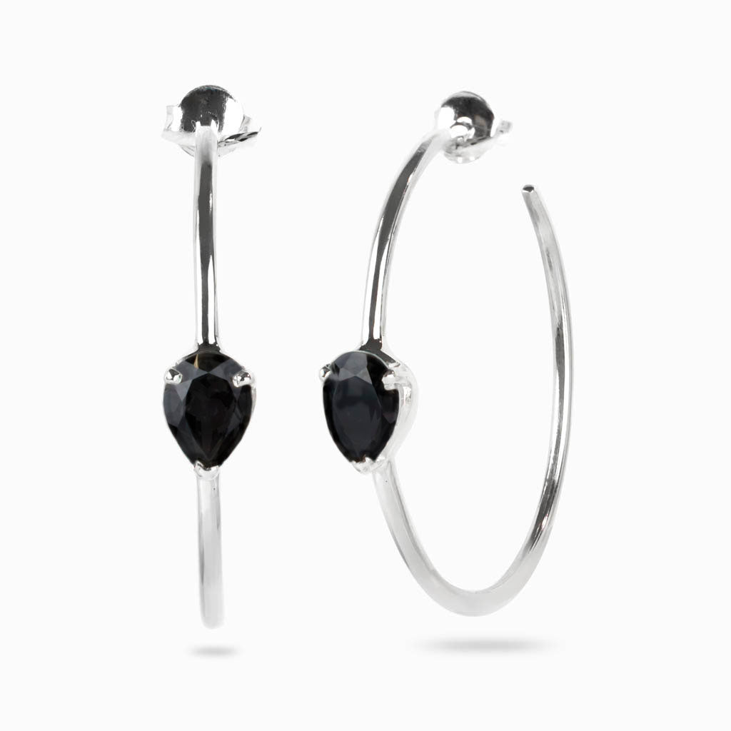 Black Onyx Hoop Earrings