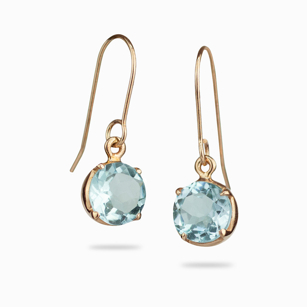 Blue Topaz Faceted Drop Earrings in Rose Gold Vermeil