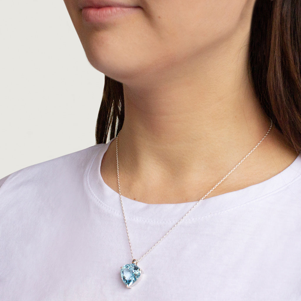 Upside down teardrop shape Blue Topaz Necklace