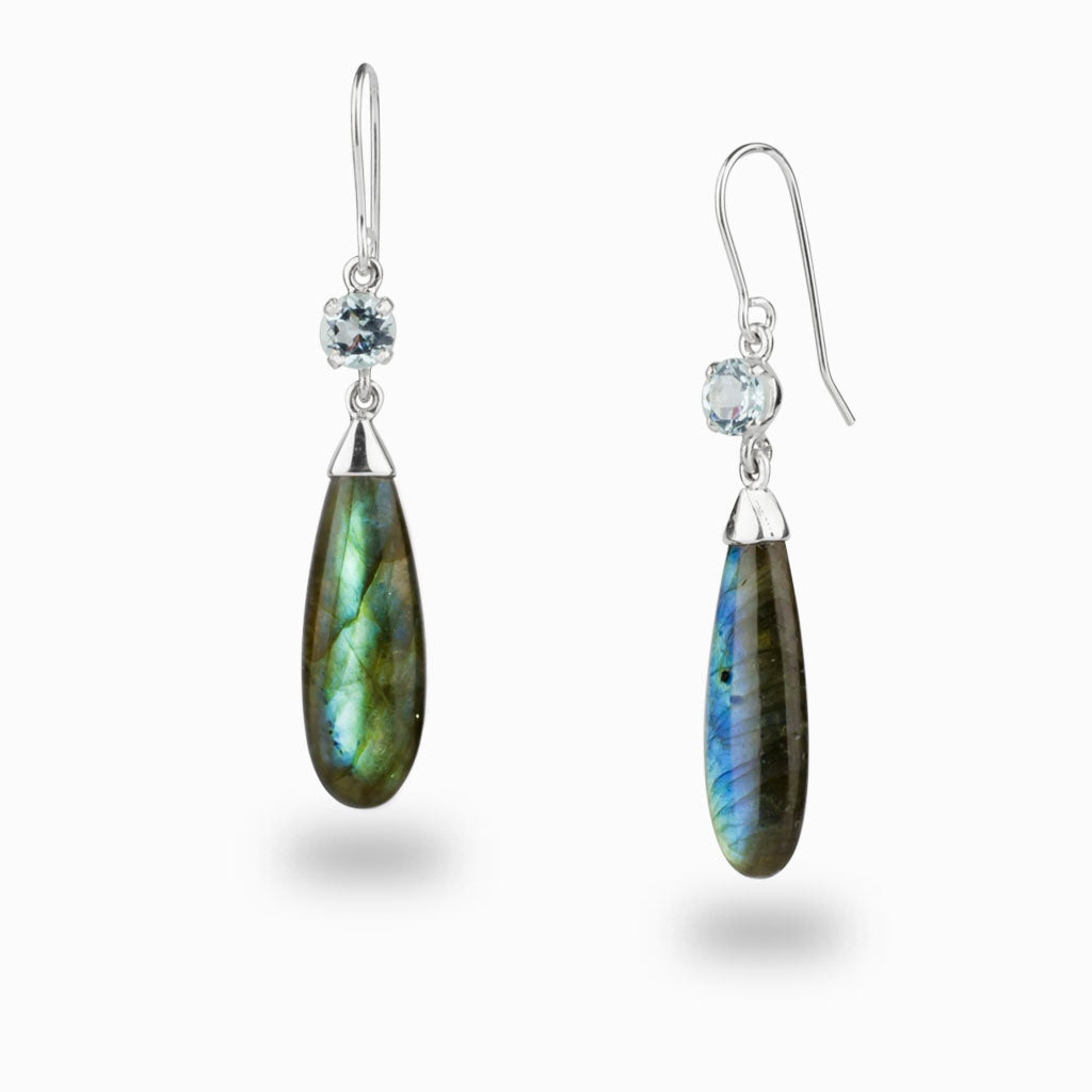 Blue Topaz and Labradorite Drop Earrings