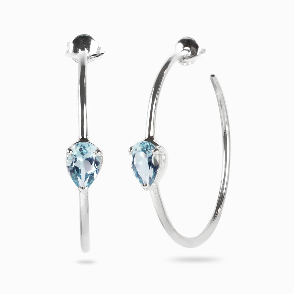Blue Topaz Hoop Earrings