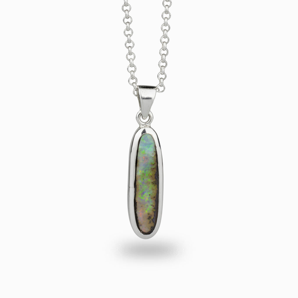 Long Oval shape Boulder Opal Necklace
