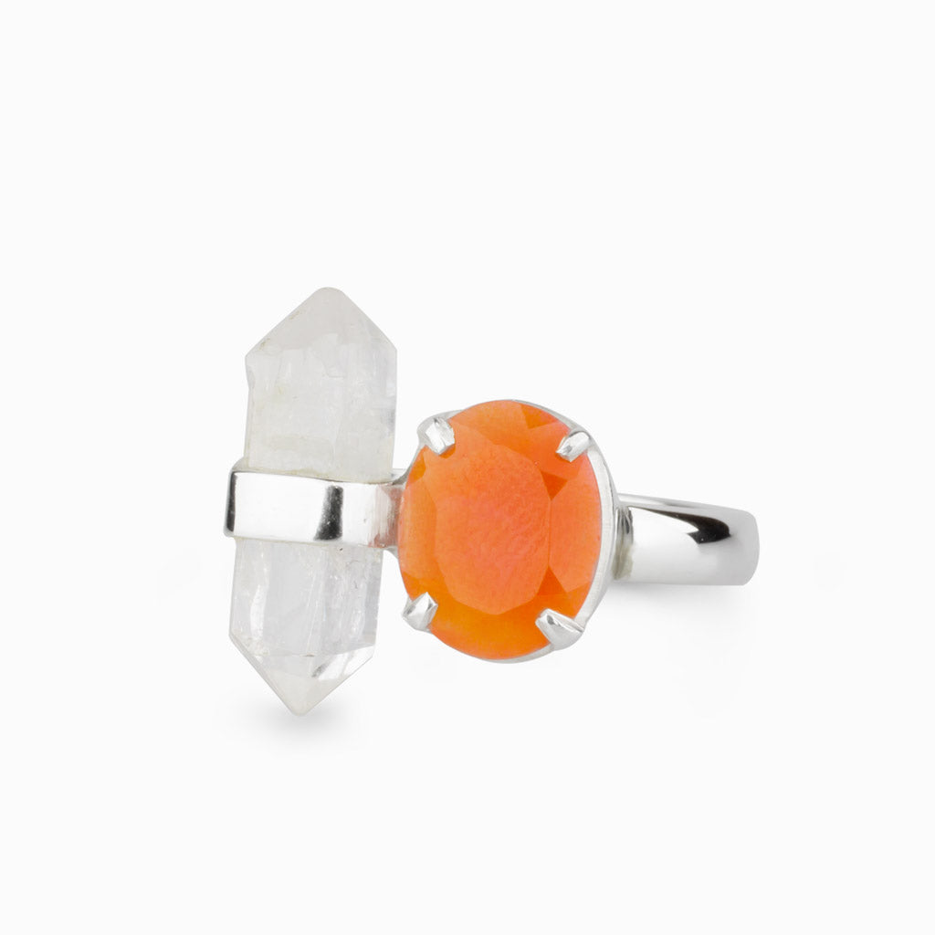 Carnelian & Clear Quartz Ring