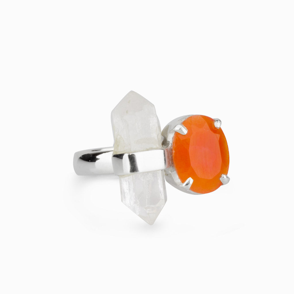 Carnelian & Clear Quartz Ring