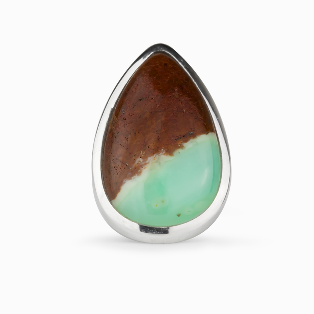 Chrysoprase in Matrix Teardrop Ring