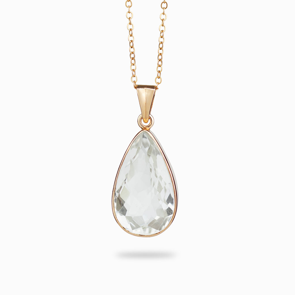 Clear Quartz Teardrop shaped necklace