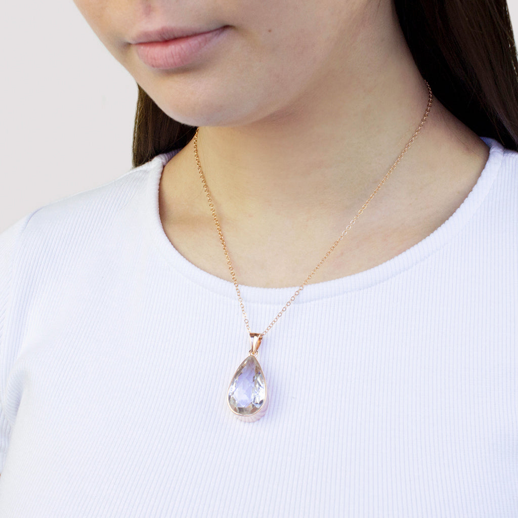Clear Quartz Teardrop shaped necklace