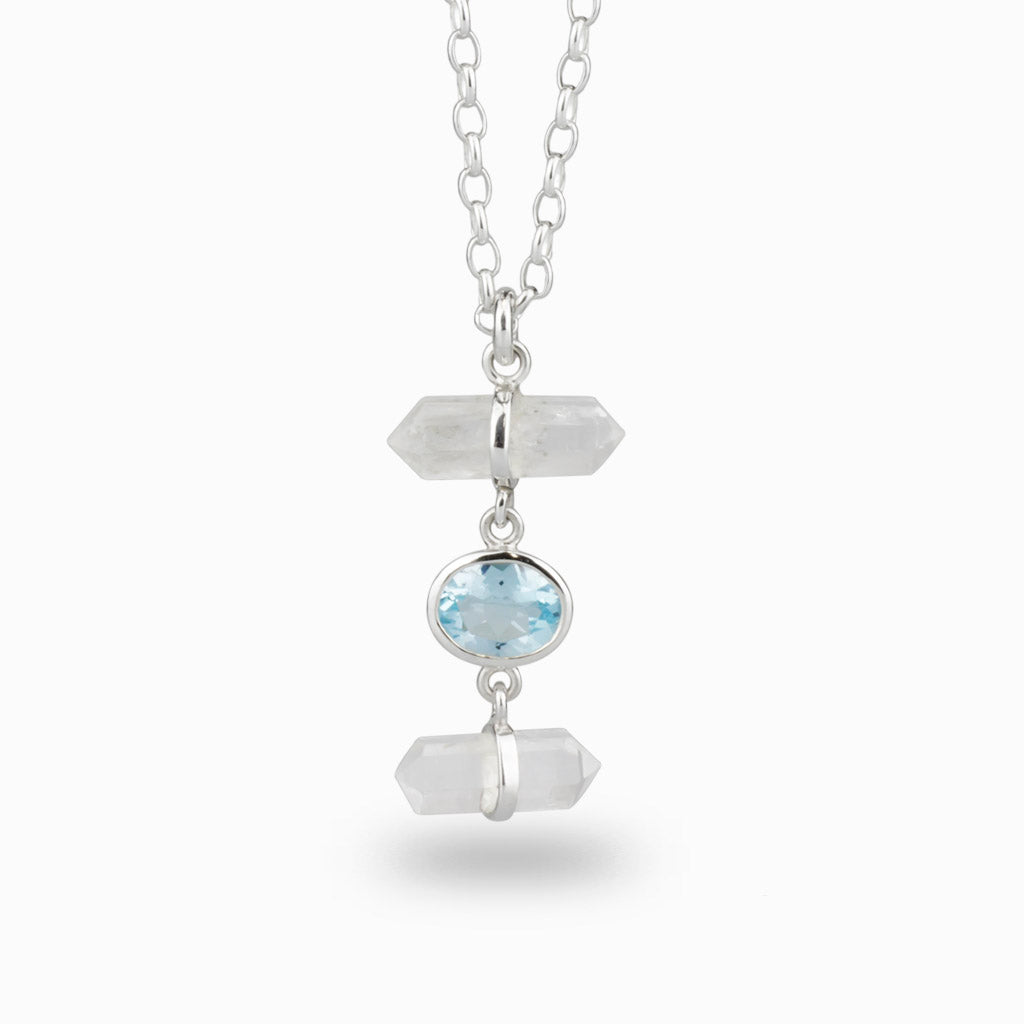 Clear Quartz & Blue Topaz Necklace