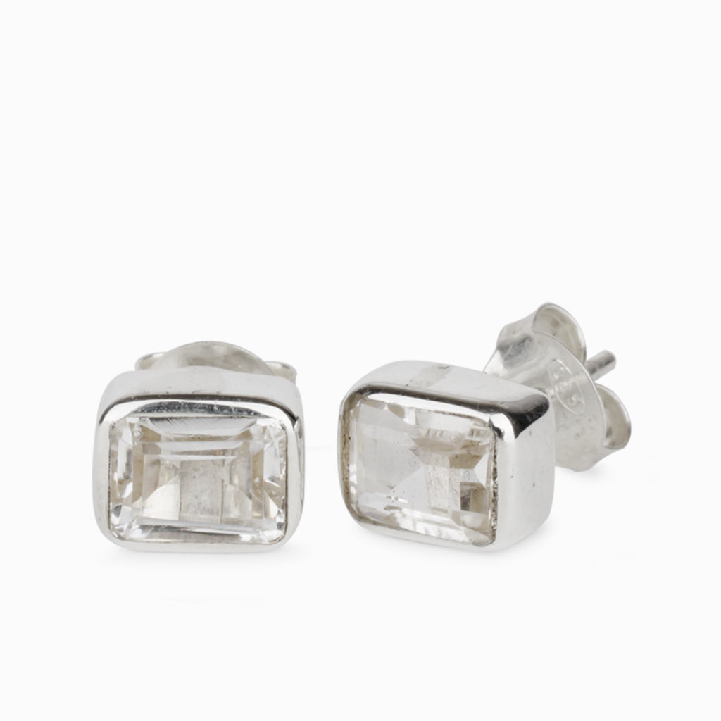 Clear Quartz Stud Earrings